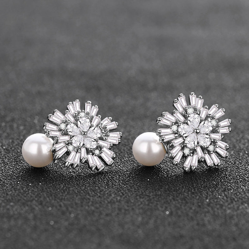 Dainty pearl earrings silver