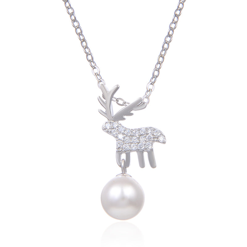 Dainty pearl necklace sterling silver