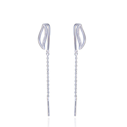 Silver threader earrings chain
