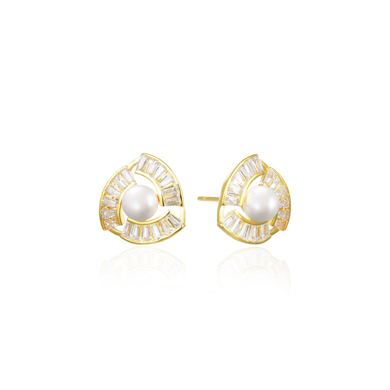 Wedding earrings for brides gold plated