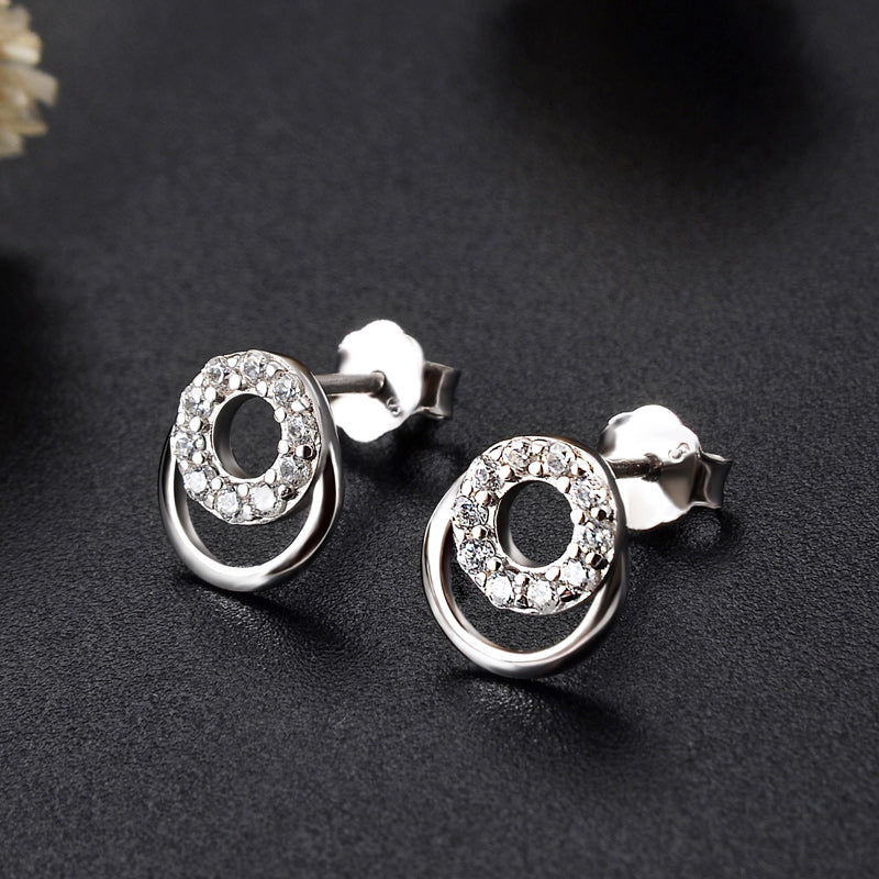 Glitter silver stud earrings