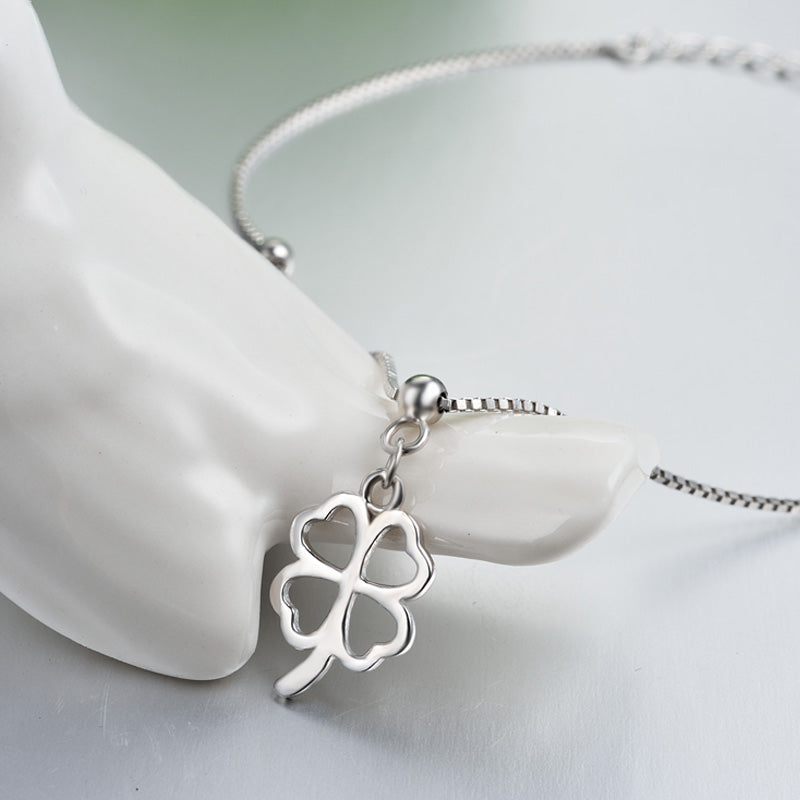 Silver 4 leaf clover bracelet