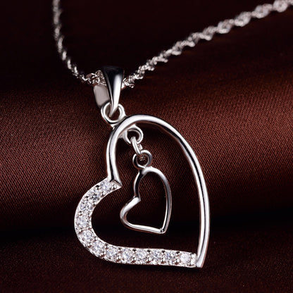 Elegant silver heart necklace chunky for prom dress