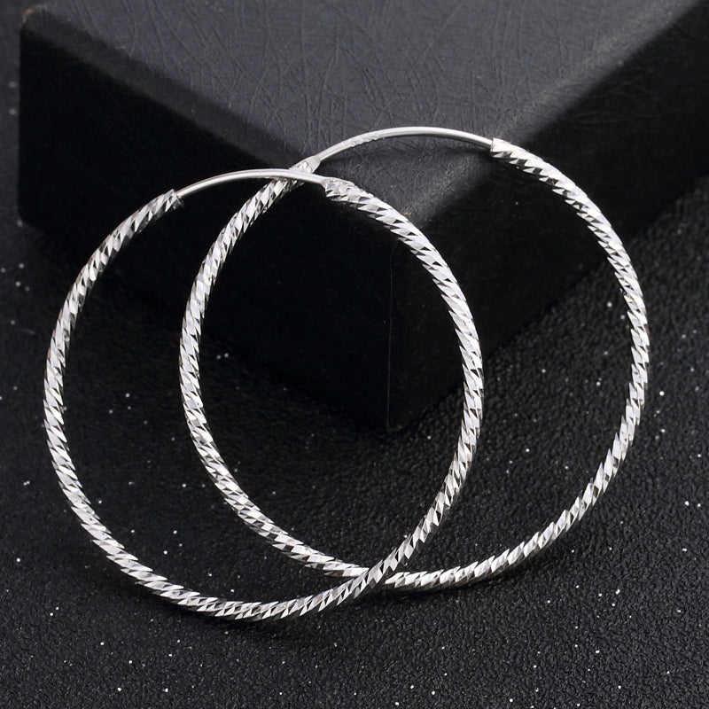 Modern silver hoop earrings