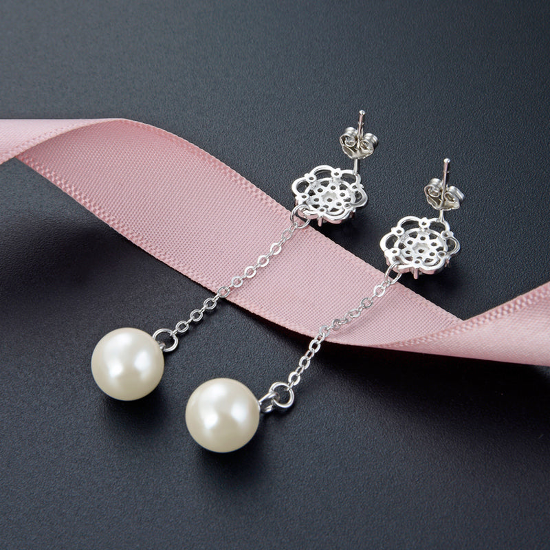 Delicate fish hook earrings pearl drop