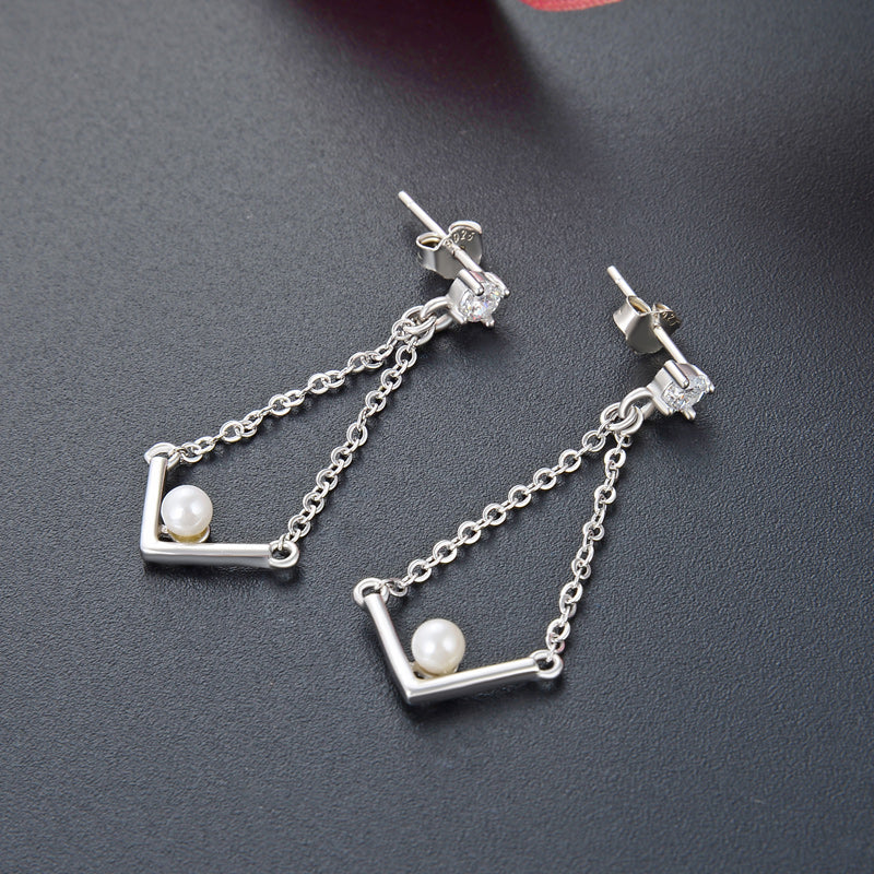 Pearl dangle earrings sterling silver